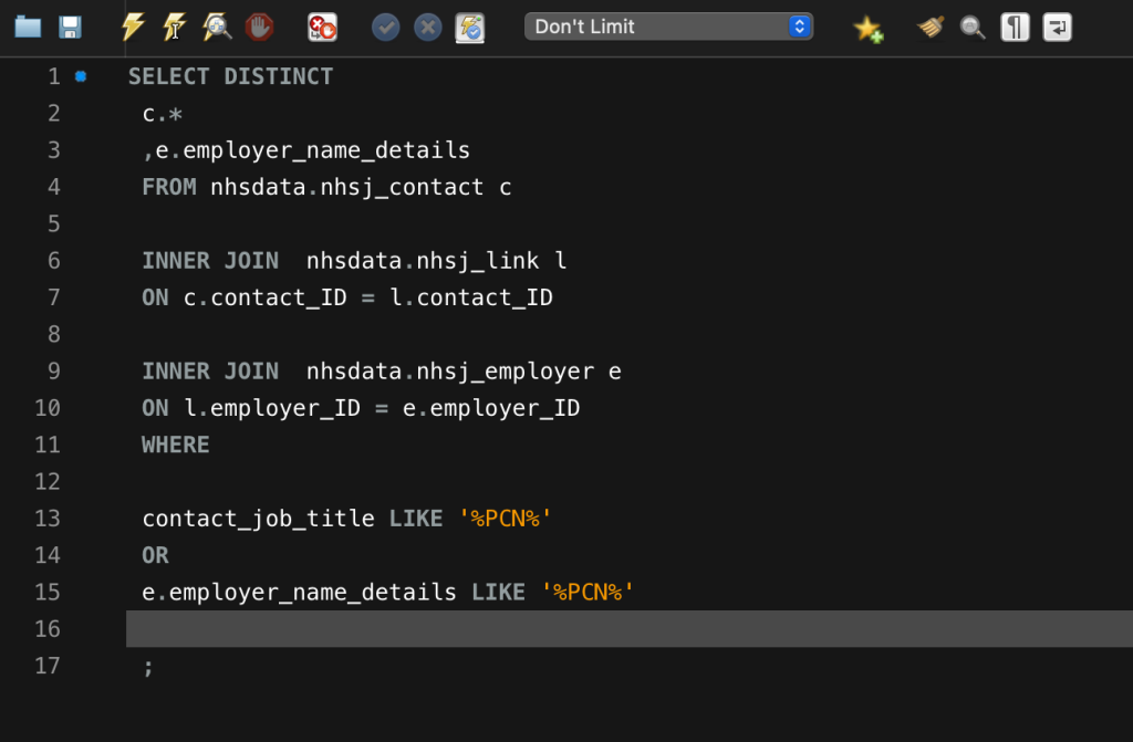 Image of and SQL query
