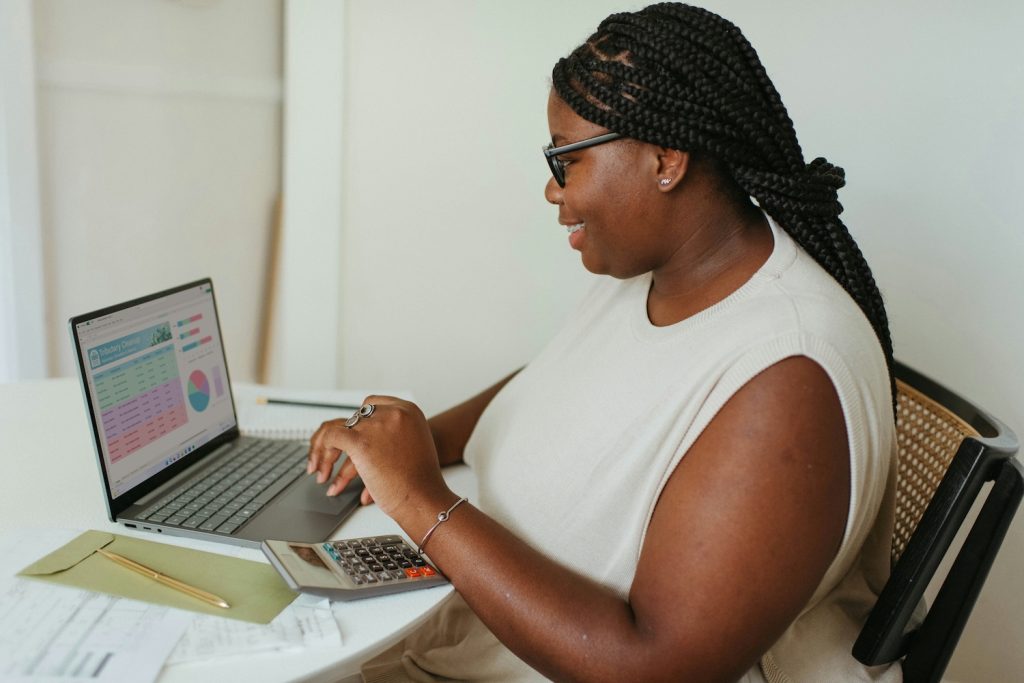 Image of a woman using a laptop